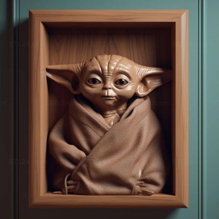 Characters (baby yoda 2, HERO_4010) 3D models for cnc